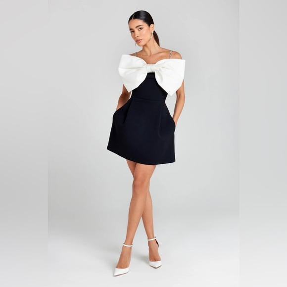 NADINE MERABI Jenny Bow Mini Dress XS - Picture 3 of 10